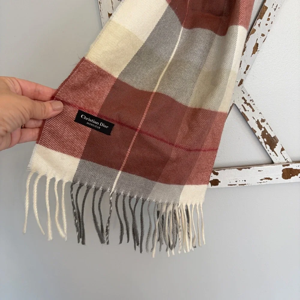 Vtg Christian Dior Plaid Scarf